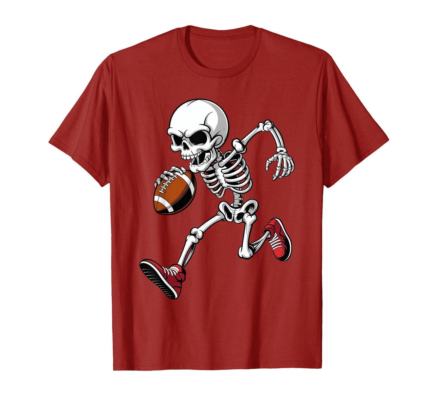 Boys Kids Skeleton Playing Football Halloween Trick or Treat T-Shirt