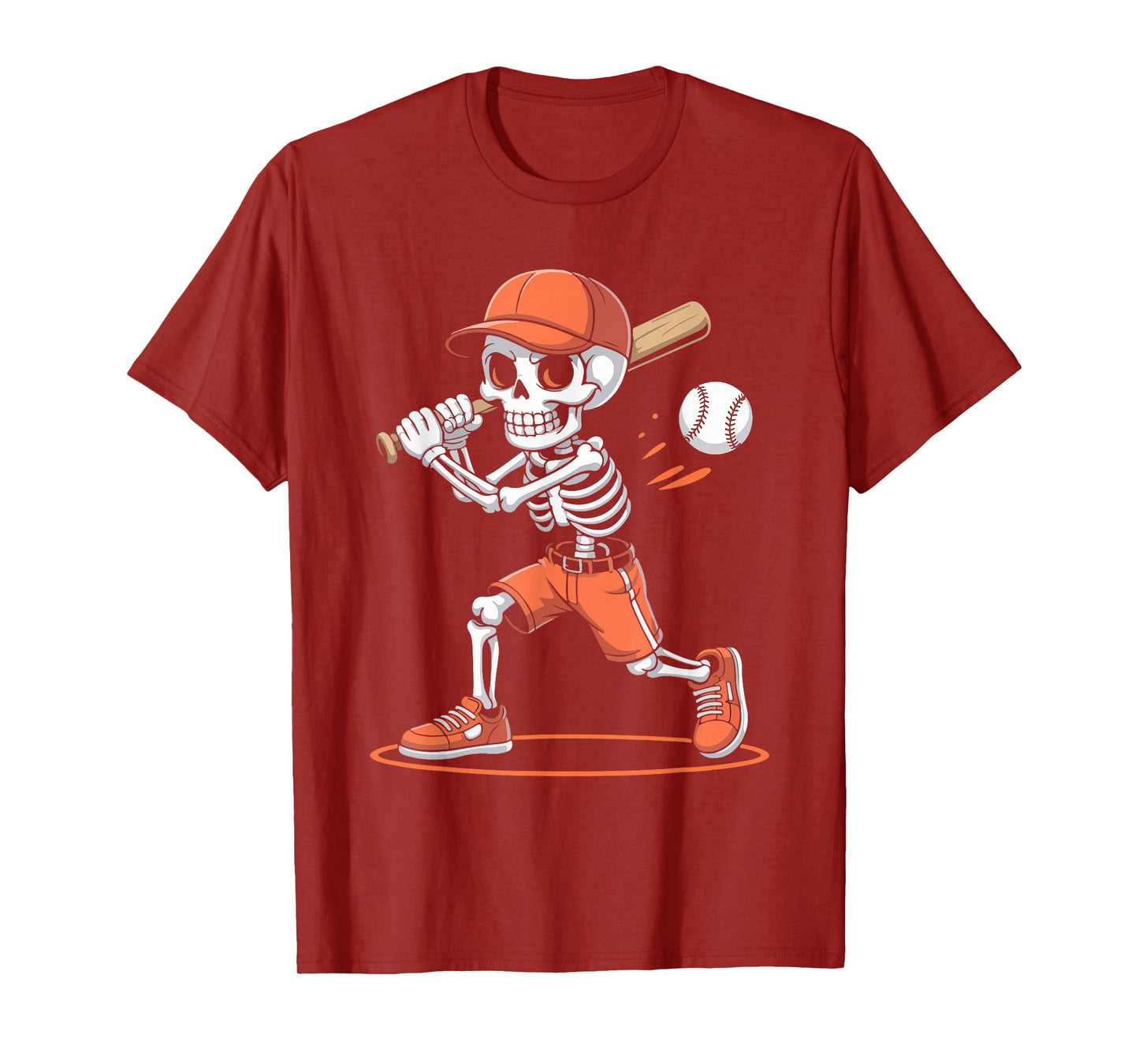 Funny Skeleton Baseball Spooky Sports Halloween Kids Boys T-Shirt