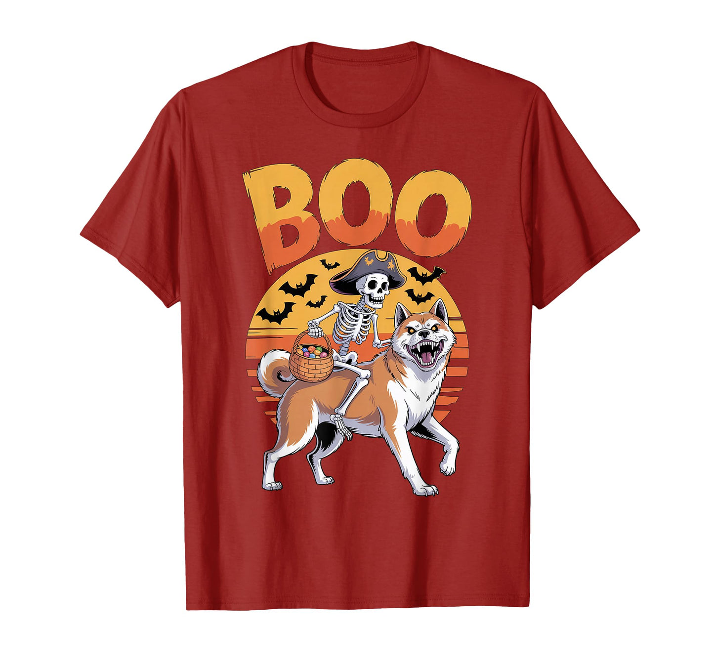 Spooky Akita Costume on Boo Akita Halloween T-Shirt