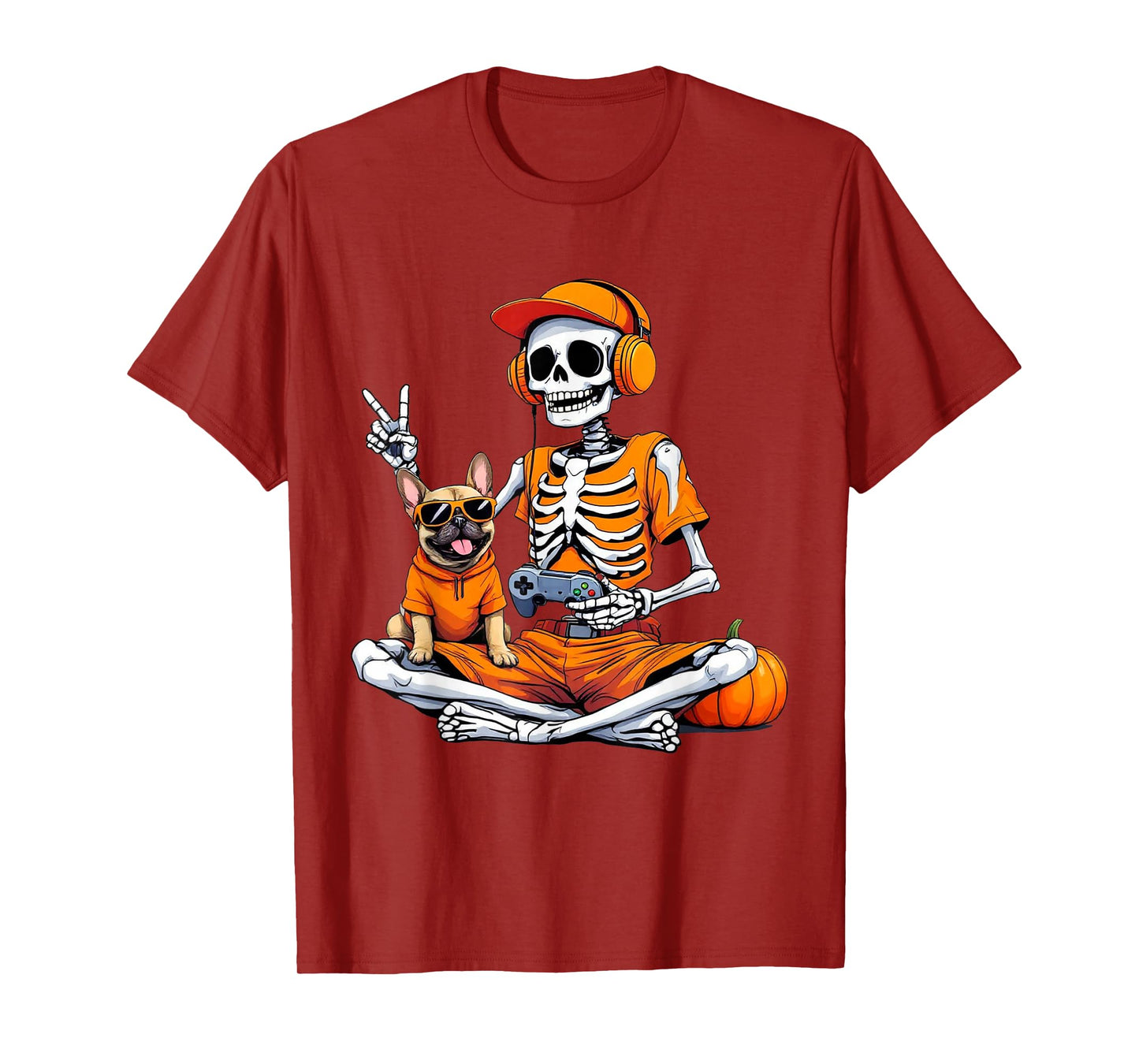 Halloween Skeleton Gamer Video Gaming Boys Men Kids Tees T-Shirt