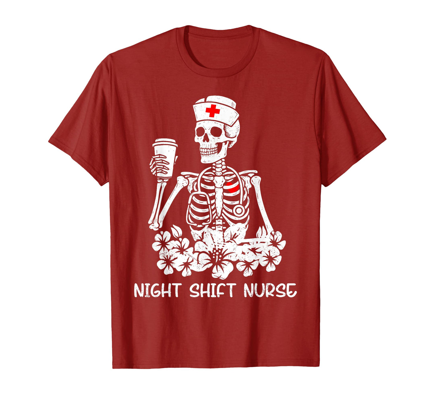 Funny Night Shift Nurse Skeleton Halloween RN Nurses Women T-Shirt