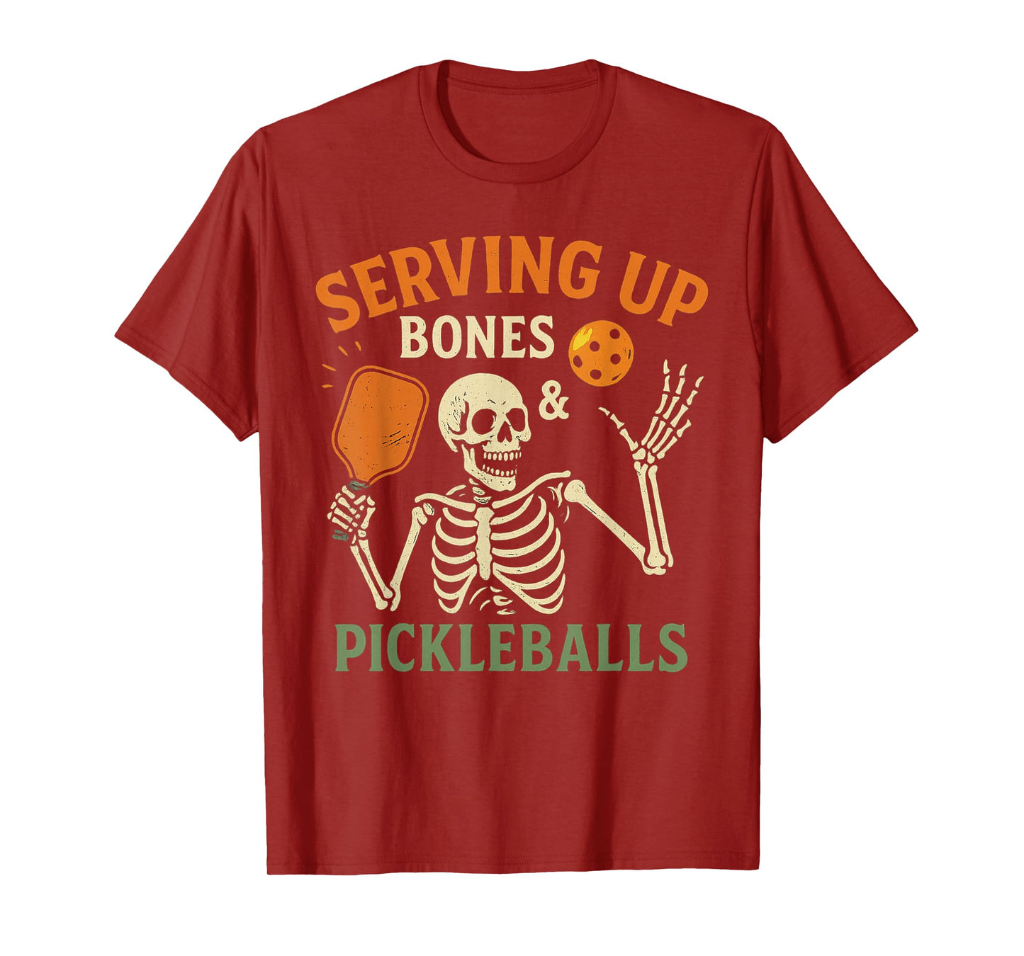 Skeleton Pickleball Shirt Serving Up Bones Tee T-Shirt