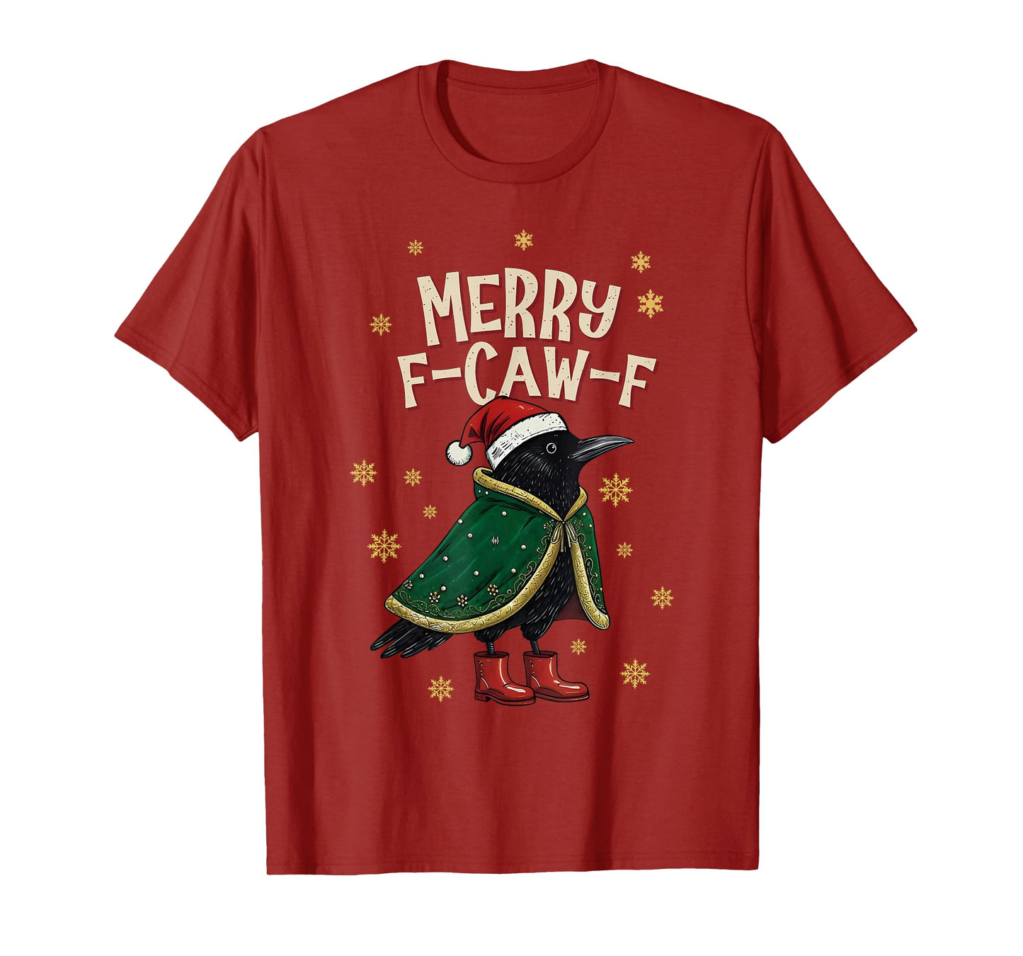 Merry F-Caw-F Funny Crow Elf Xmas Christmas Pajamas Holiday T-Shirt