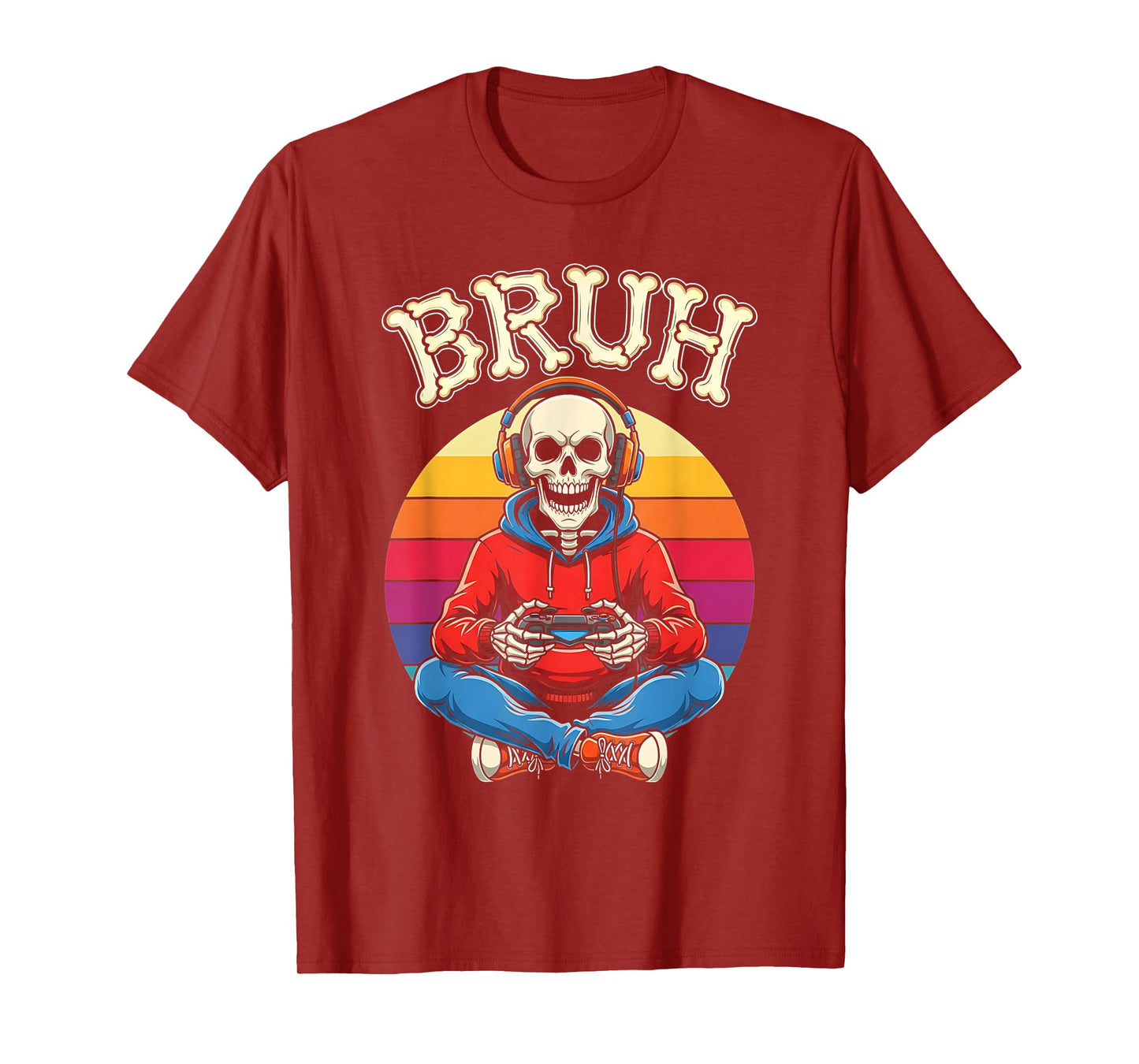 Bruh Skeleton Gamer Halloween Funny Gaming Costume T-Shirt