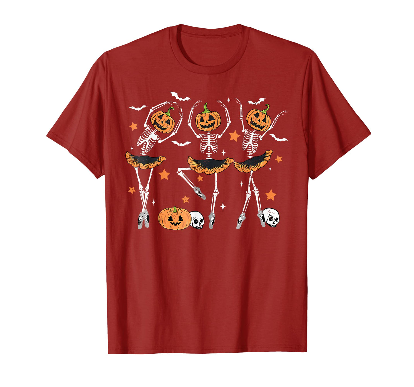 Ballet Pumpkin Skeleton Scary Halloween Men Women Boys Girl T-Shirt