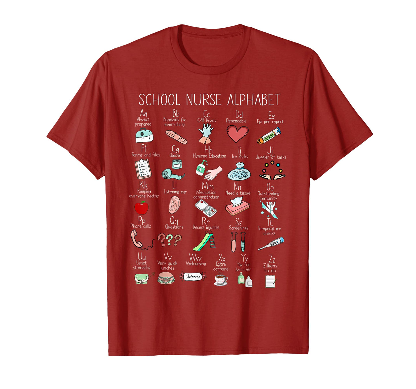 ABC School Nurse Alphabet Nurse Appreciation Nurse Educator T-Shirt