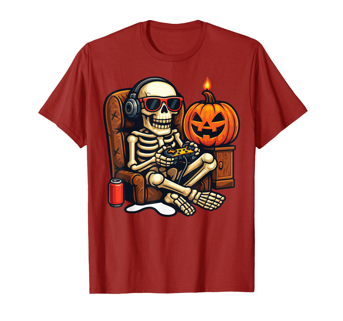 Halloween Skeleton Gamer Video Gaming Boys Men Kids T-Shirt