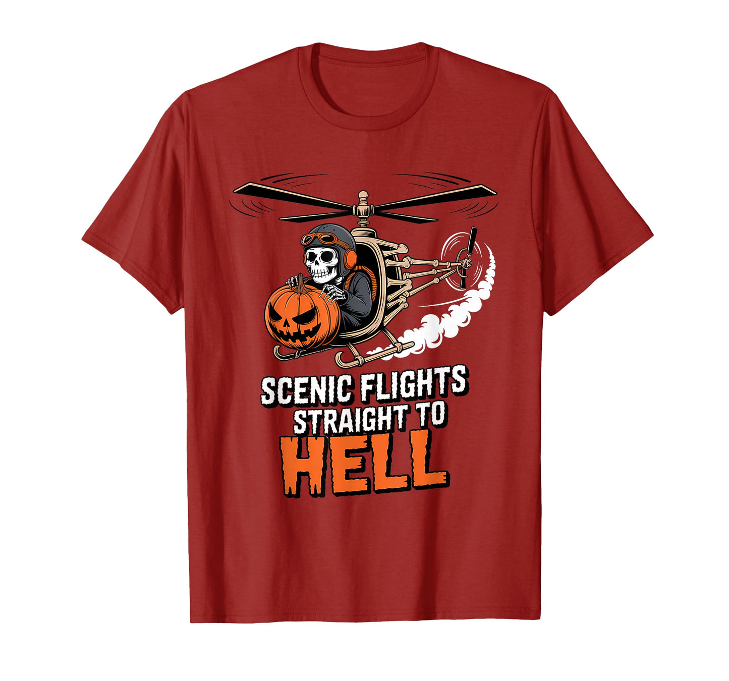 Skeleton Helicopter Pilot Halloween Funny Spooky Aviation T-Shirt