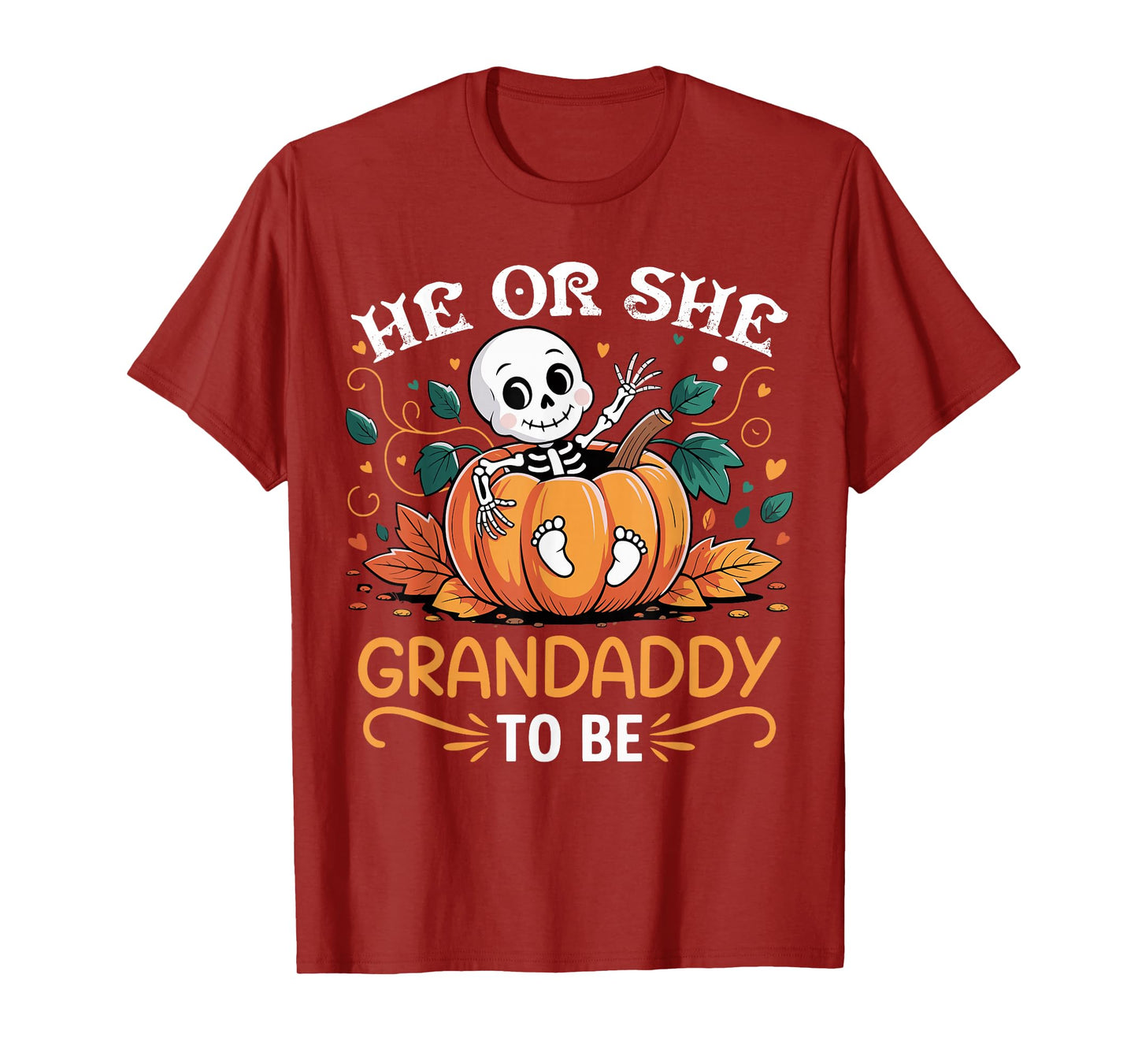 He Or She Grandaddy to Be Halloween Skeleton Baby Reveal T-Shirt