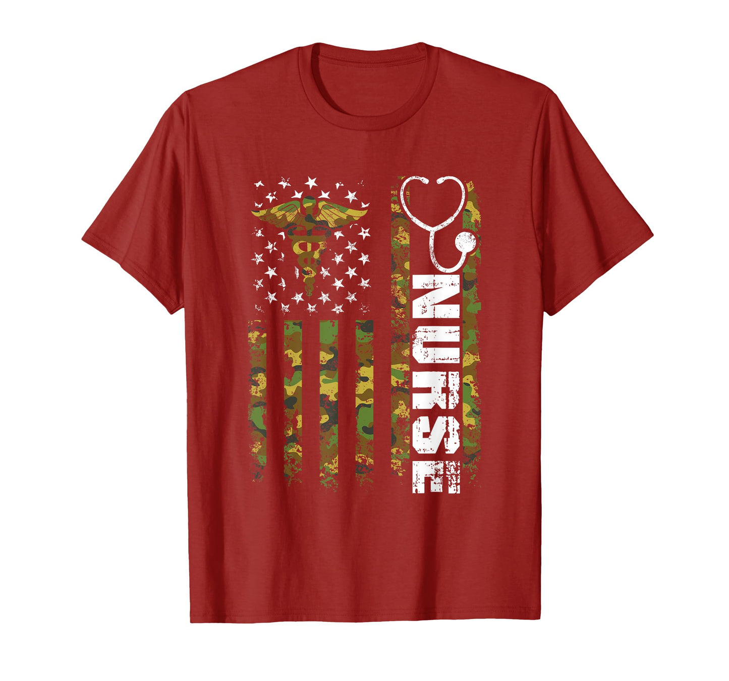 American Flag Camouflage Nurse Patriotic 4th Of July T-Shirt