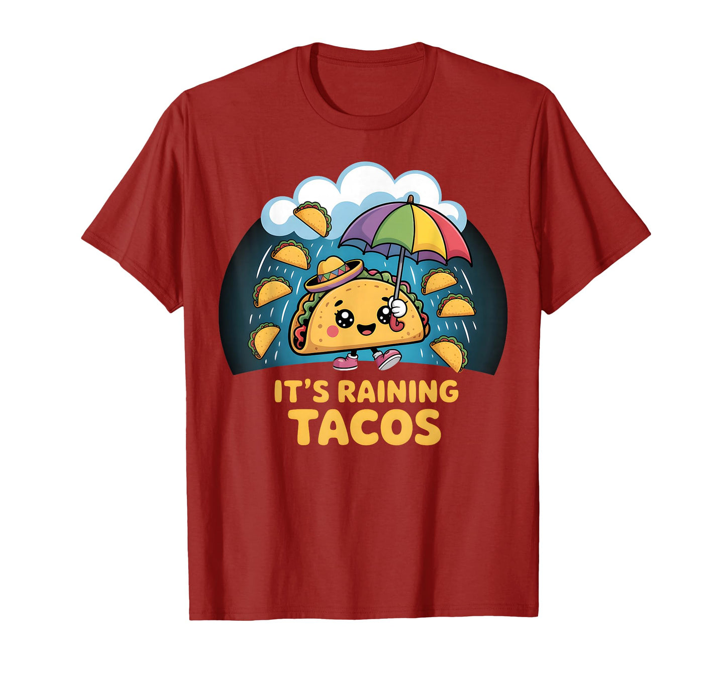 It’s Raining Tacos Cute Kawaii Funny Sombrero Design T-Shirt