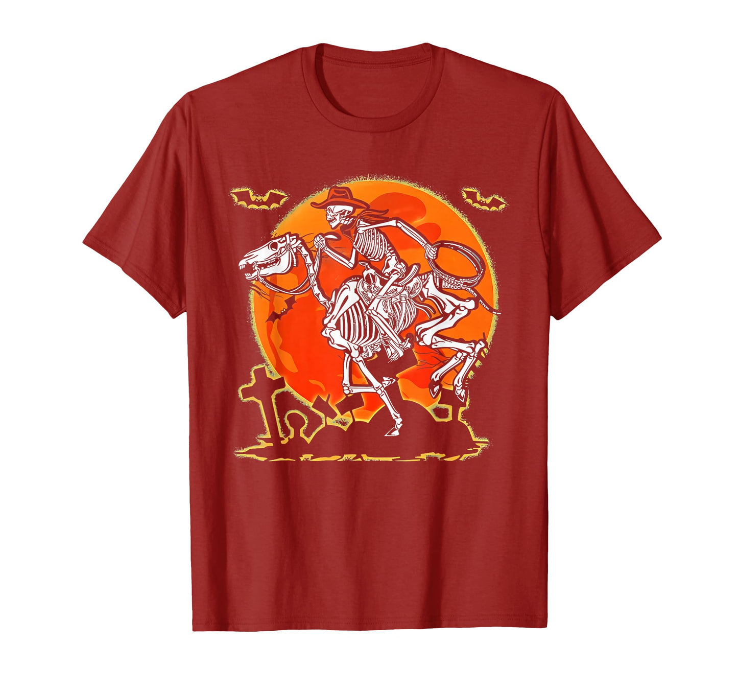 Vintage Western Skeleton Cowboy Rodeo Spooky Halloween Funny T-Shirt