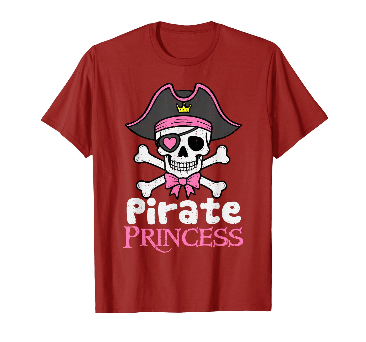 Pirate Pink Bow Princess Spooky Halloween Costume Women Girl T-Shirt