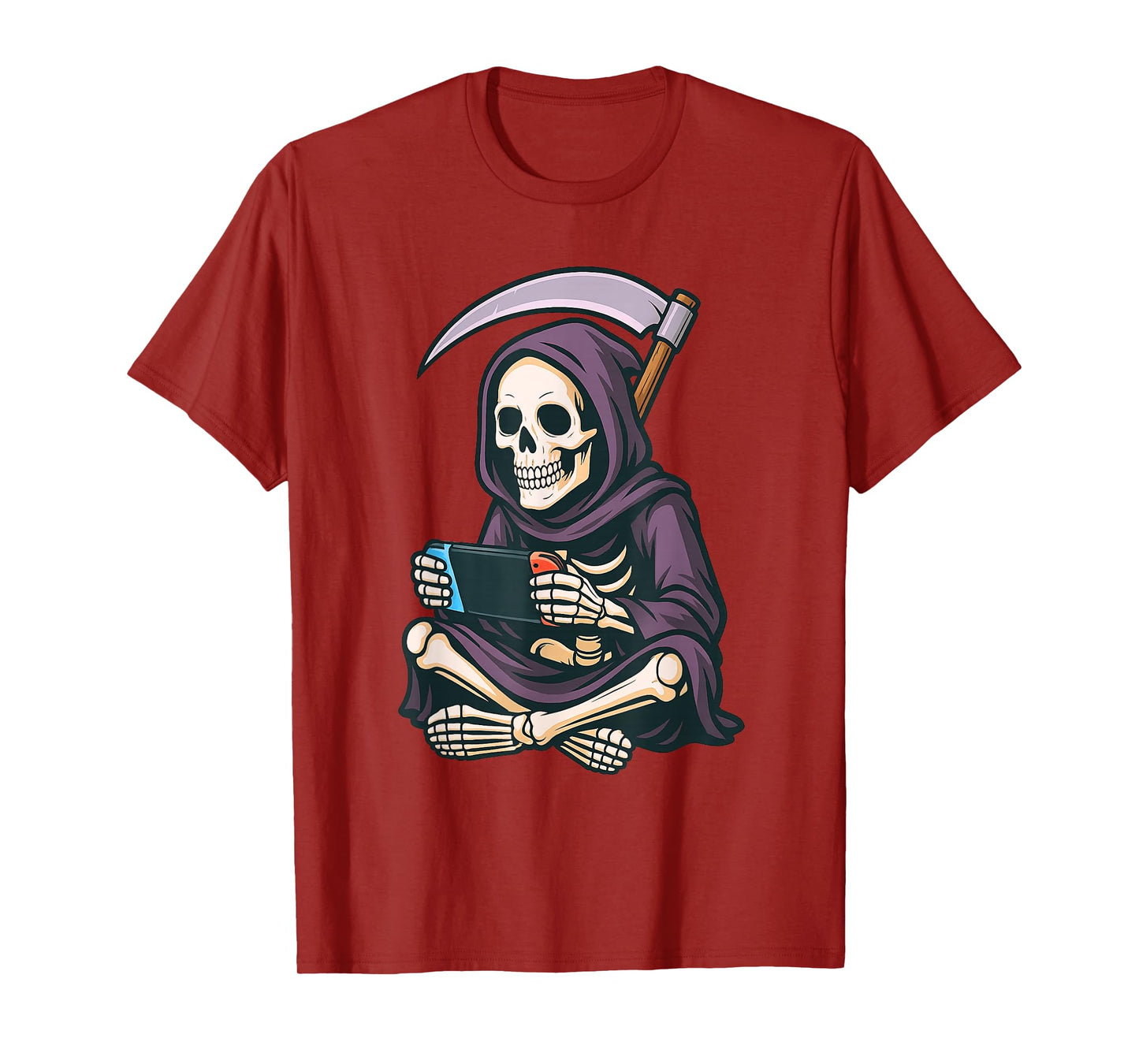 Grim Reaper Gamer Funny Skeleton Halloween Gaming Kids T-Shirt