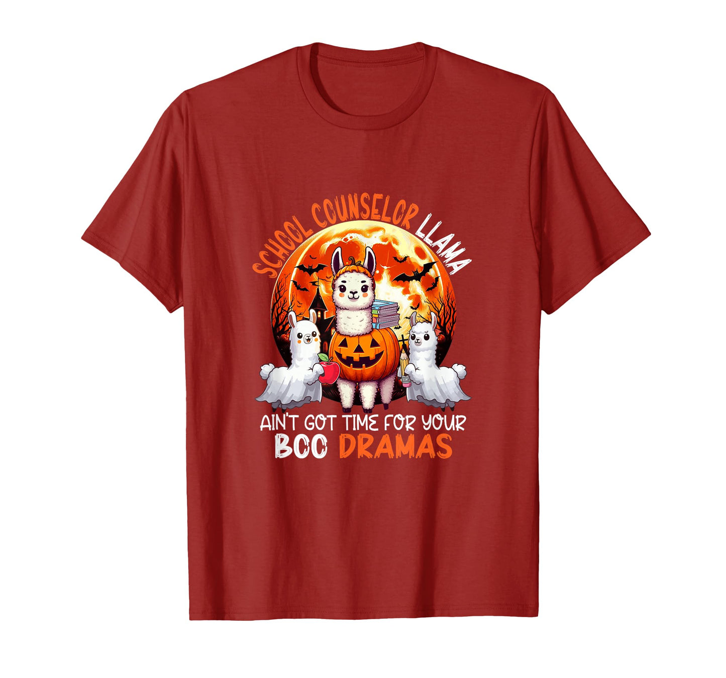 School Counselor Llama Funny Sarcastic Boo Dramas Halloween T-Shirt