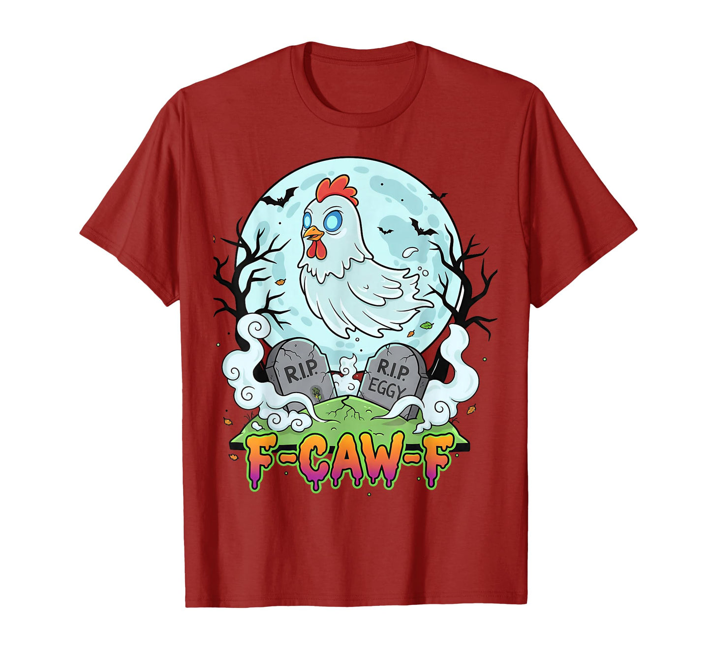 F-Caw-F Spooky Chicken Ghost Halloween Funny Adult Humor T-Shirt