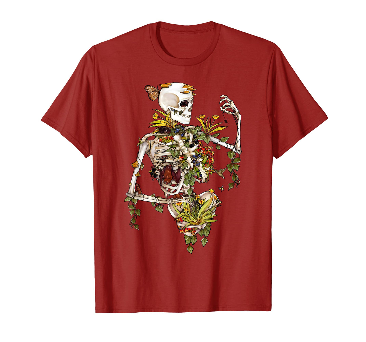 Plant Lover Skeleton Design Halloween Fall Autumn Floral T-Shirt