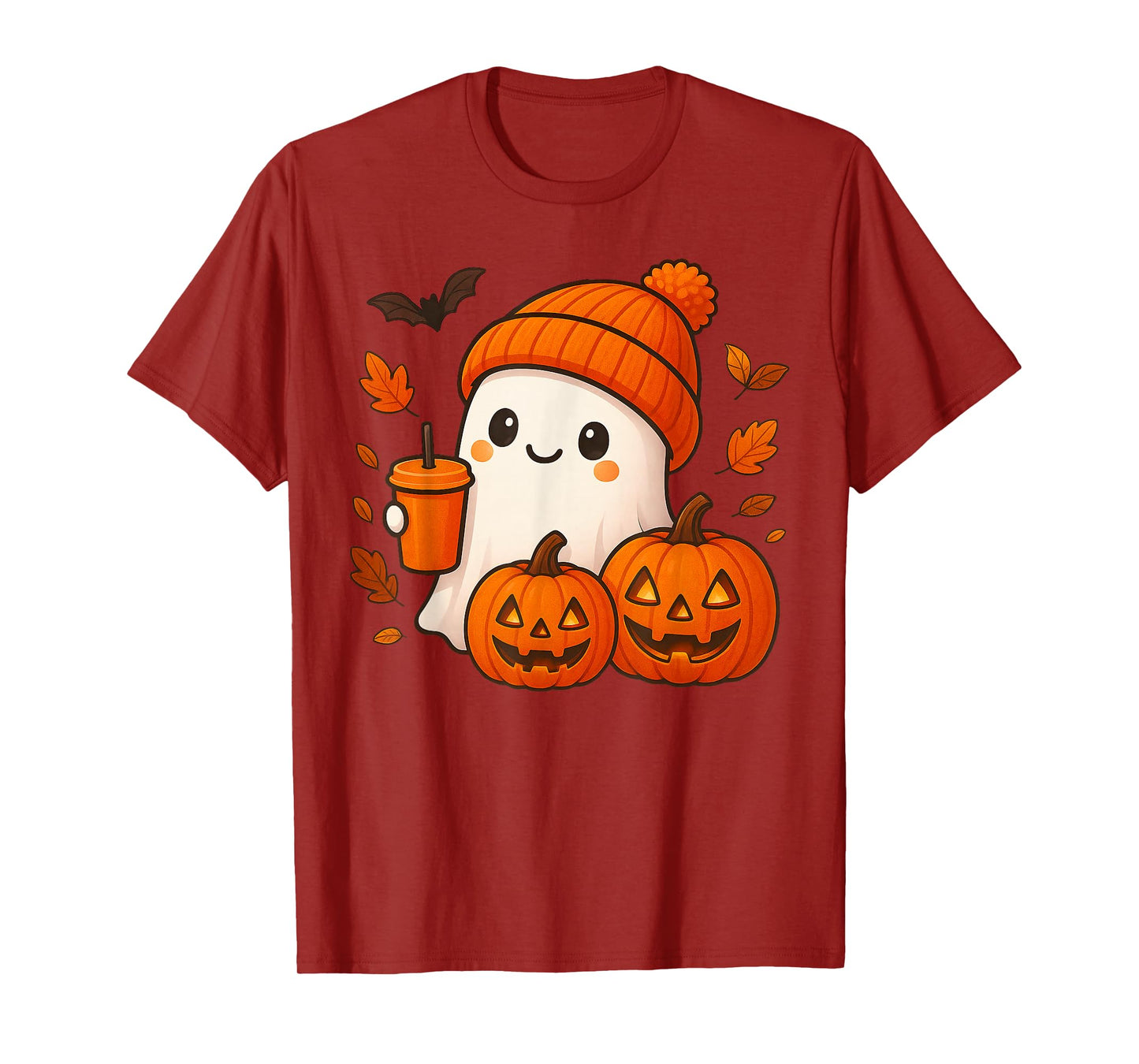 Halloween Ghost Drinking Pumpkin Costume for Men Women Girls T-Shirt