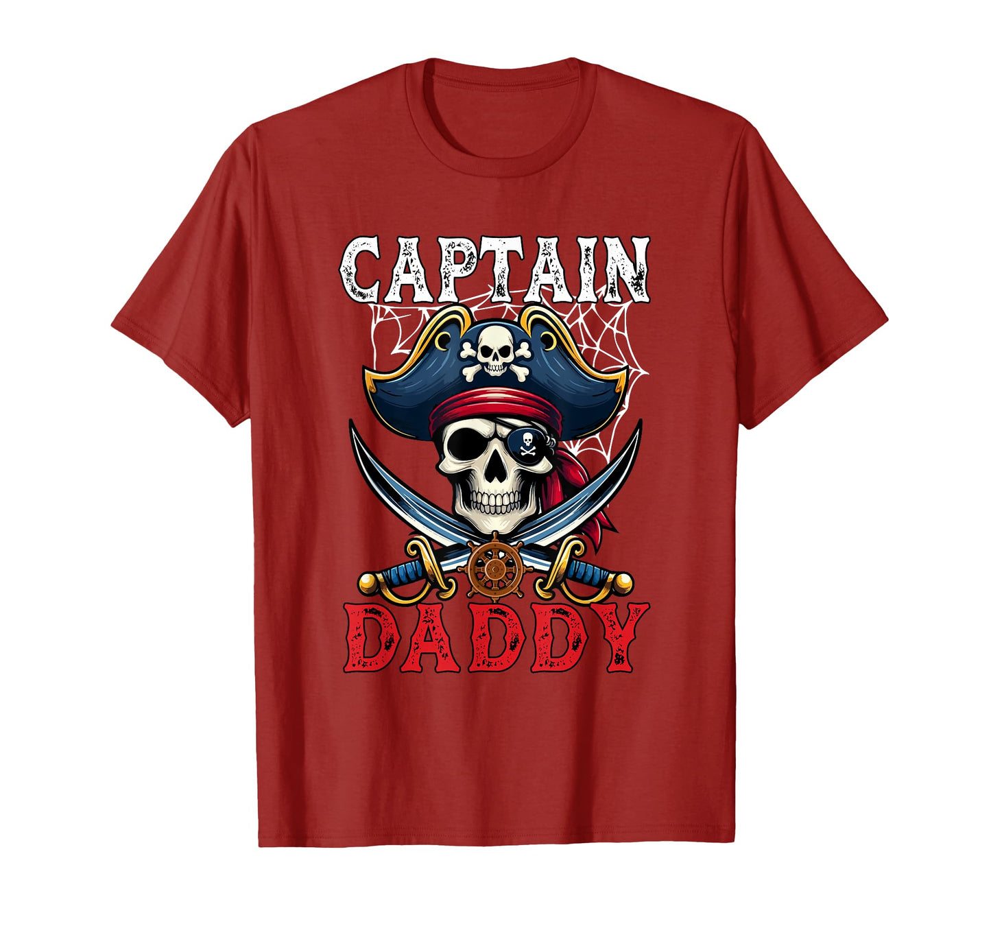 Captain Daddy Halloween Horror Skull As Pirate Costume Men T-Shirt