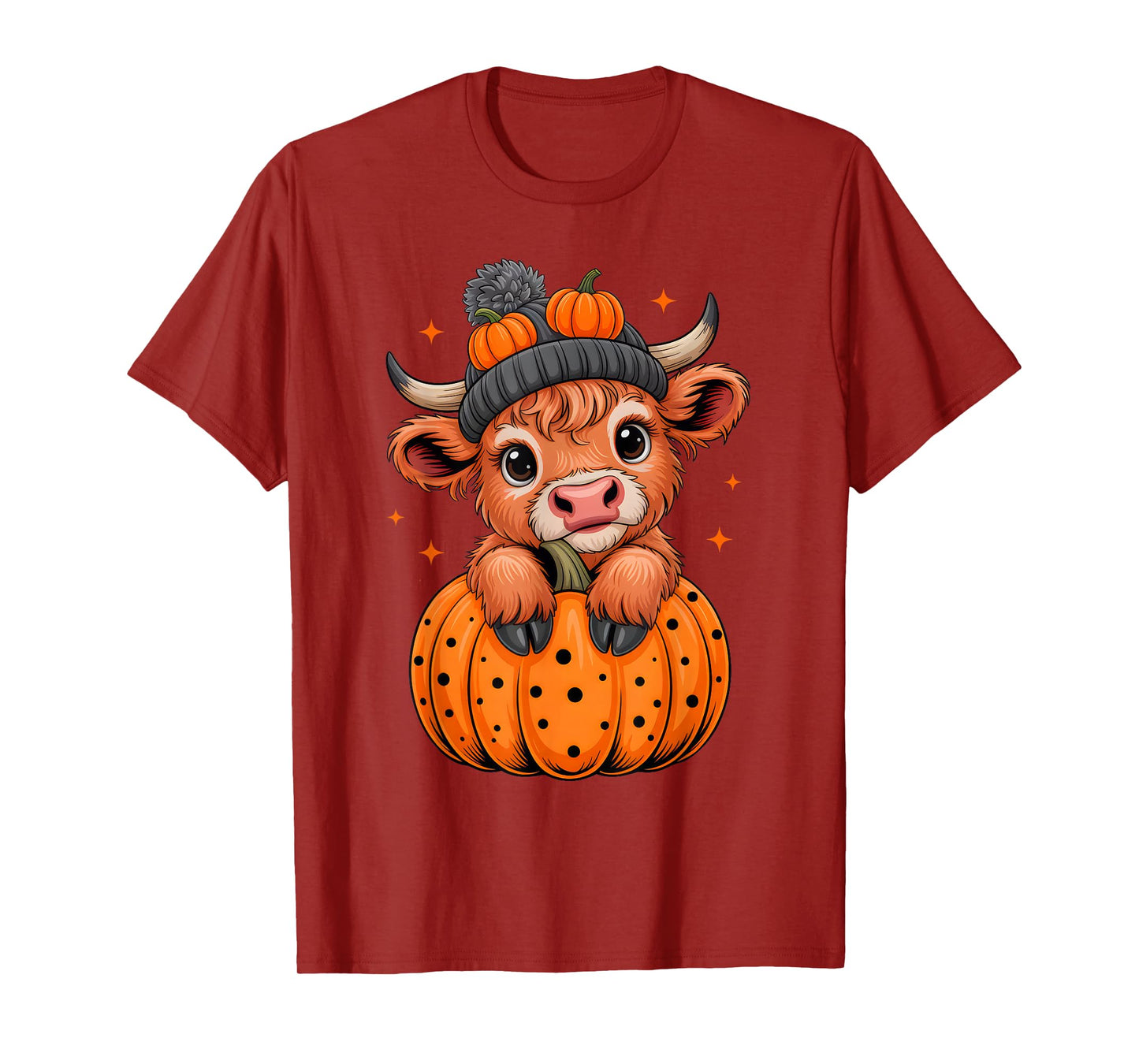 Highland Cow Pumpkin Autumn Halloween Costume Men Women Kids T-Shirt