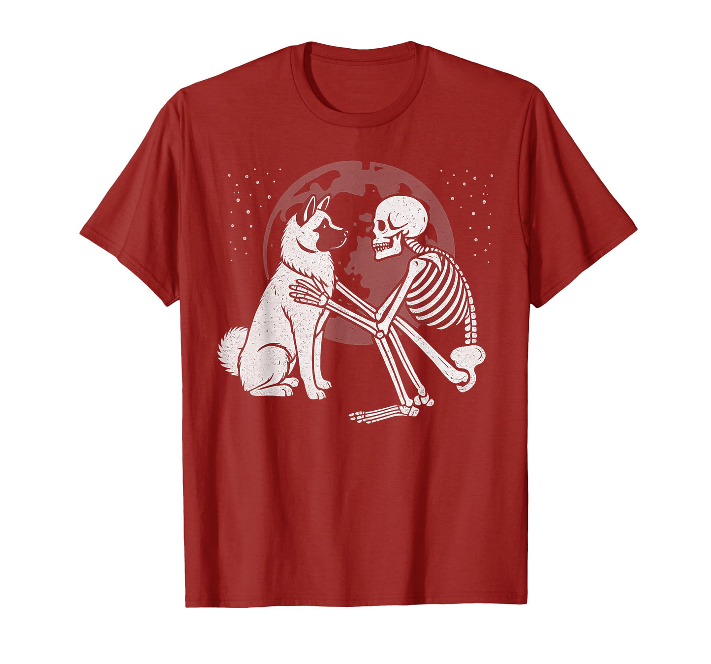 American Akita Skeleton Moon Halloween Dog Lover T-Shirt