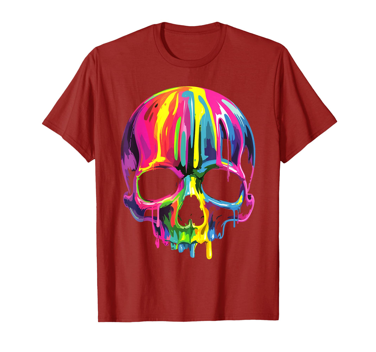 Halloween Melting Skull Funny Paint Melting Skeleton T-Shirt