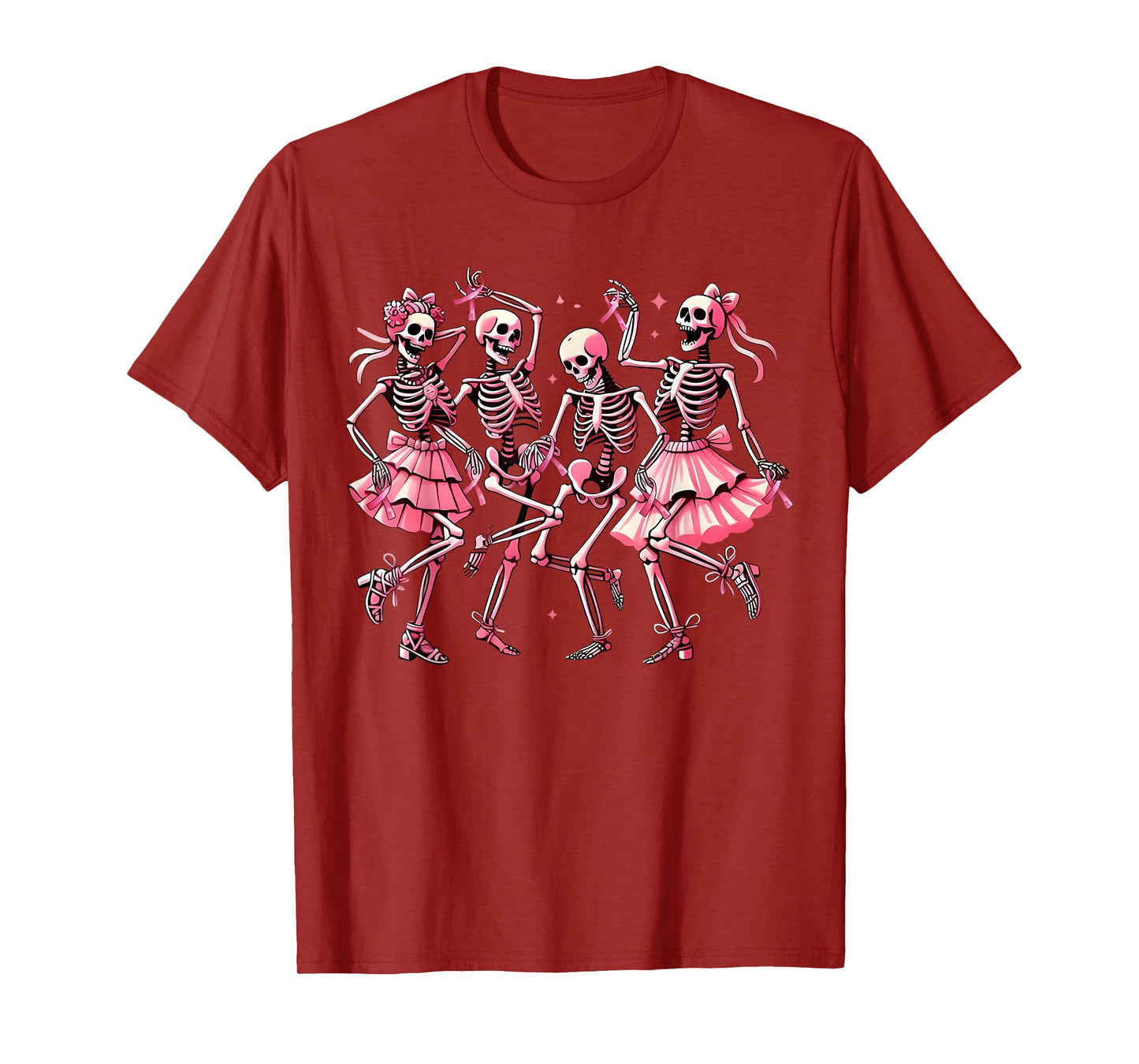 Breast Cancer Skeletons Dancing Awareness Men Women Kids T-Shirt