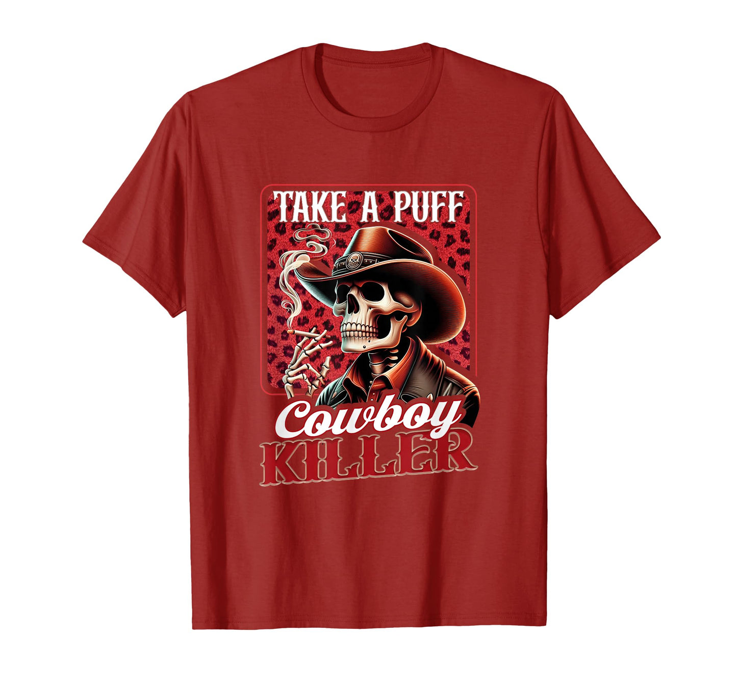 Cowboy Skeleton Take Puff Western Vintage Smoking Outlaw T-Shirt