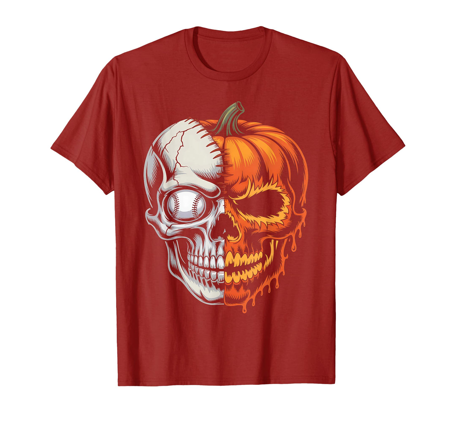 Baseball Player Halloween Pumpkin Skeleton, Skull Kids Teens T-Shirt