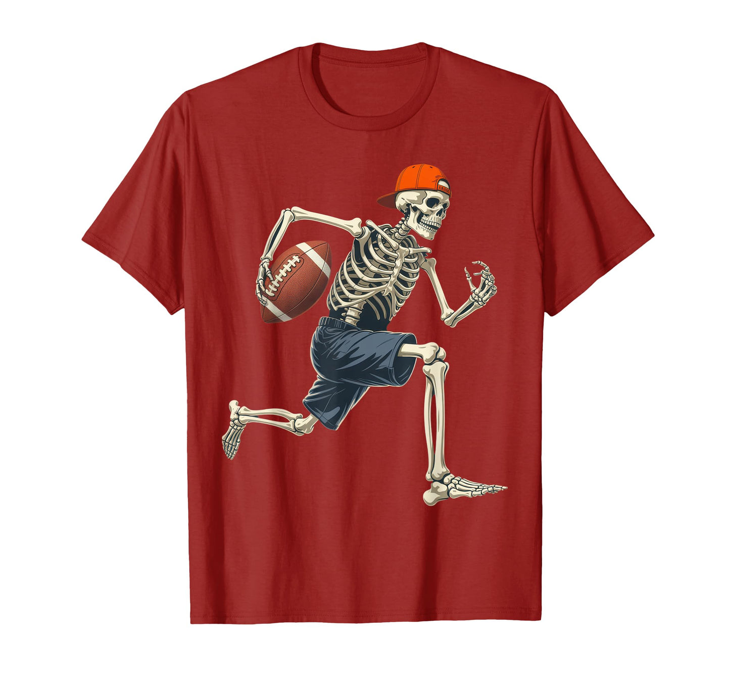 Skeleton Football Runner Funny Gamer Halloween Party Wear T-Shirt
