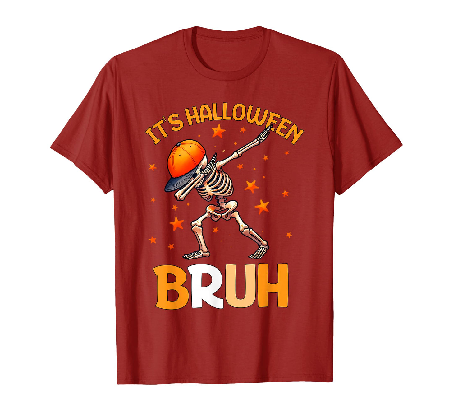 Bruh Halloween Boys Kids Halloween Skeleton T-Shirt