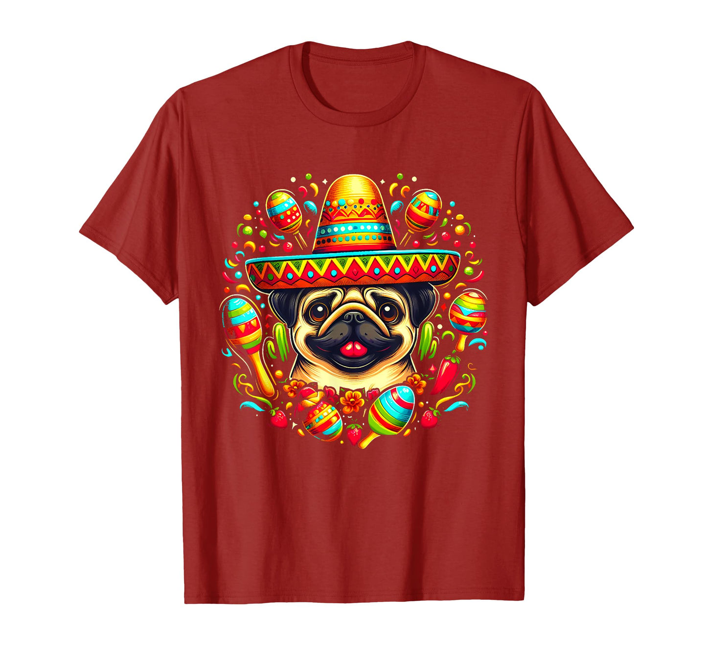 Funny Pug Cinco De Mayo Cute Mexican Dog Sombrero T-Shirt