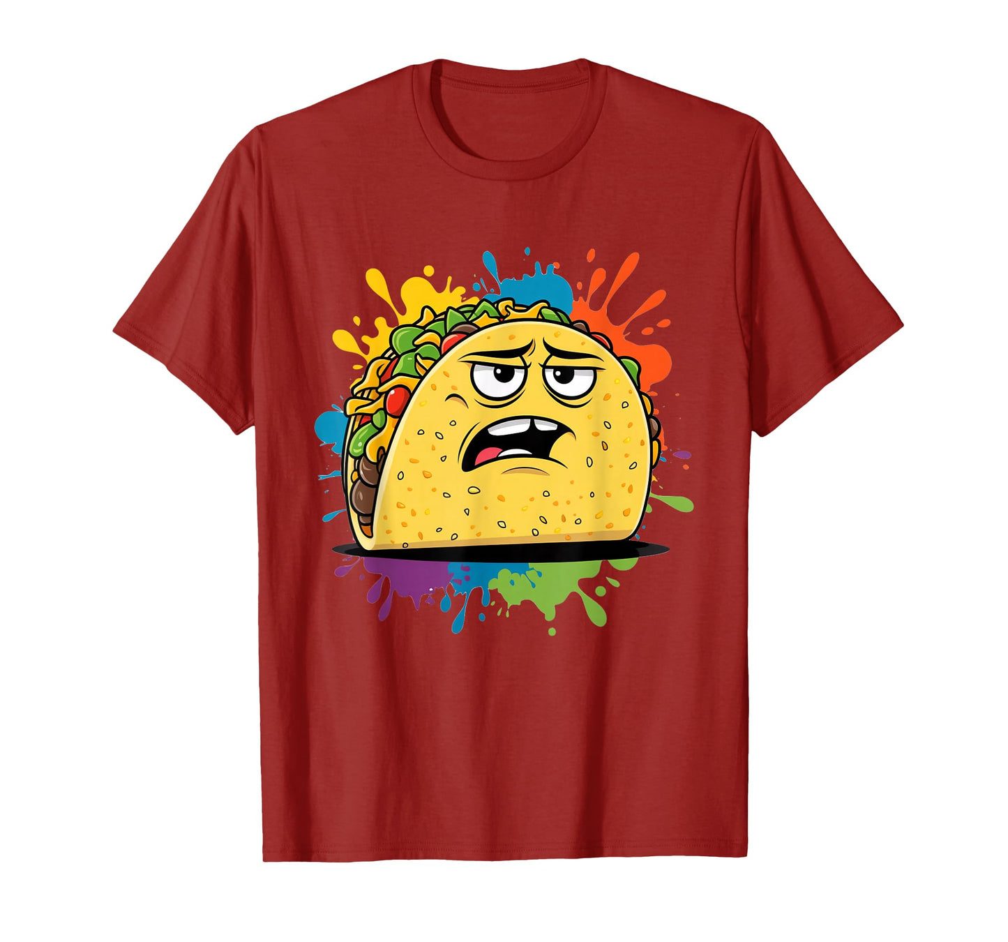 Grumpy Taco Cartoon Character Color Splash T-Shirt