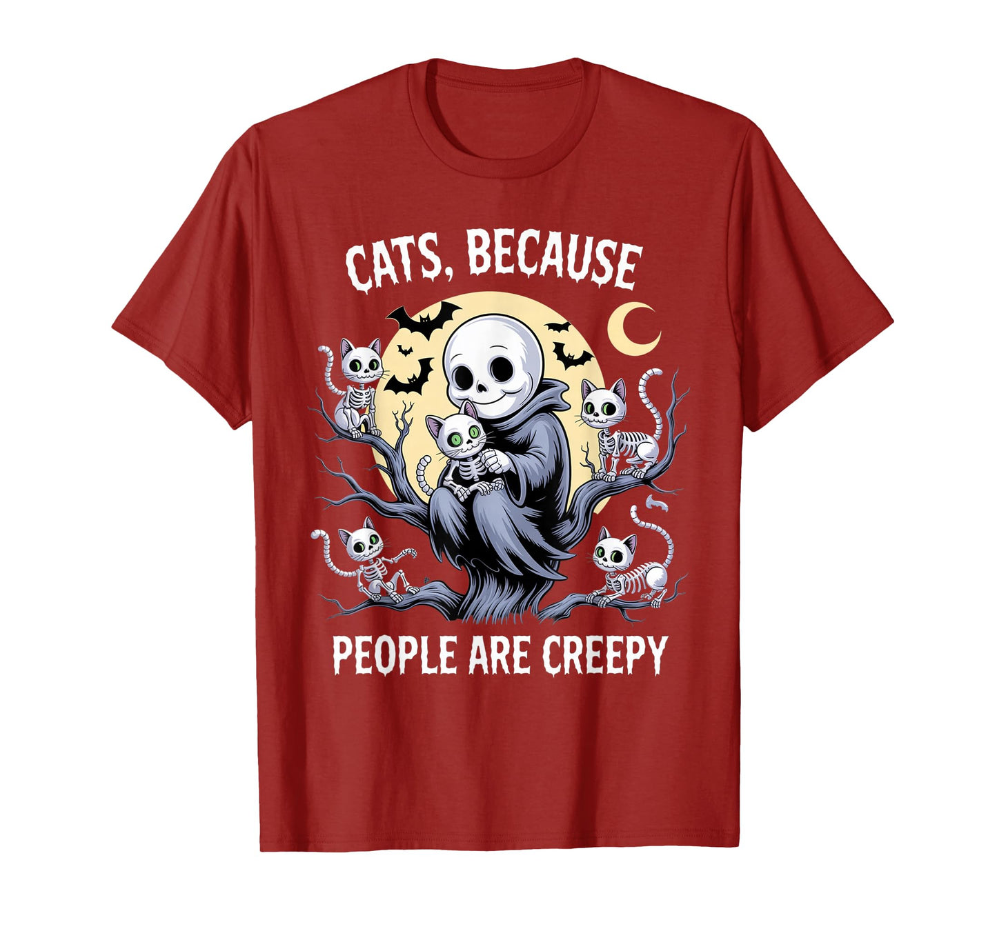 Cats Because People are Creepy Ghost Halloween Cat Mom Kids T-Shirt