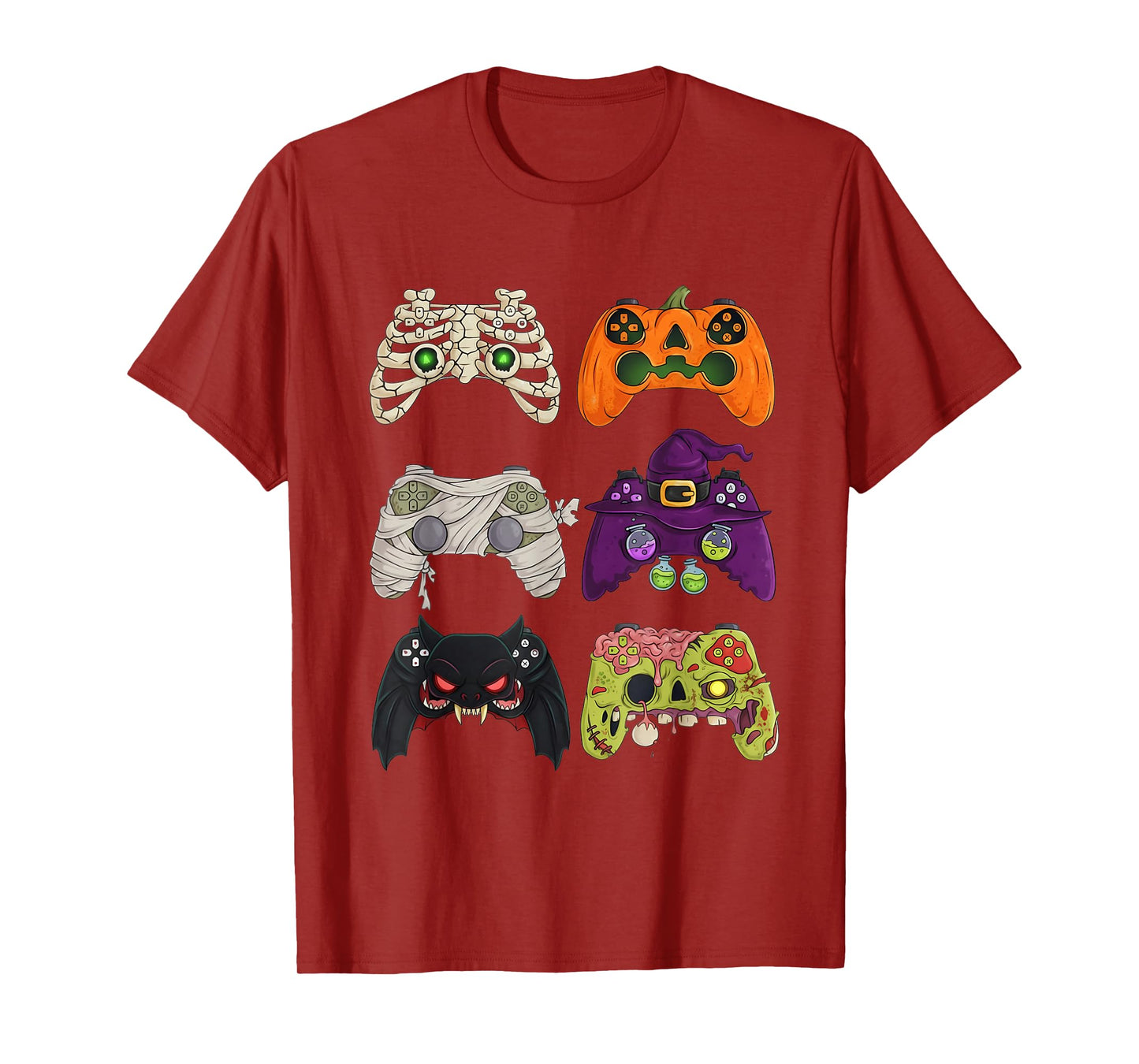 Halloween Zombie Skeleton Gaming Controllers Mummy Boys Kids T-Shirt