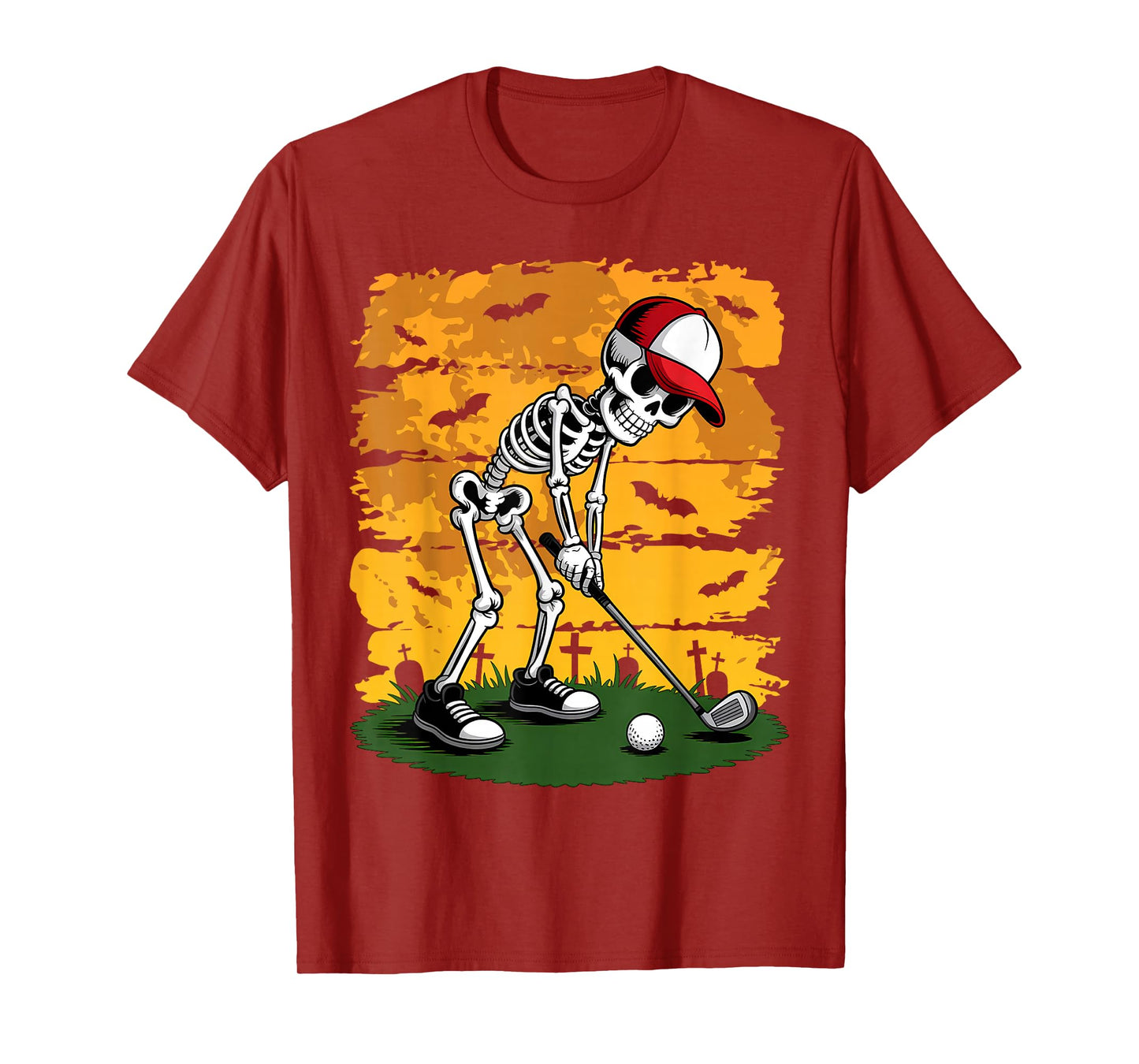 Halloween Golf Skeleton Golfer Funny Golfing T-Shirt
