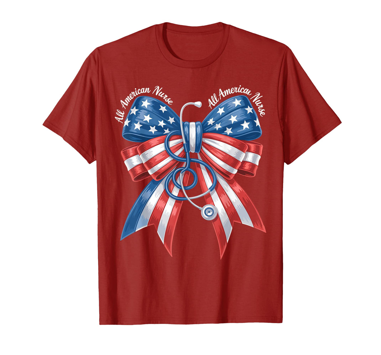 All American Nurse Coquette Bow Stethoscope RN 4th Of July T-Shirt