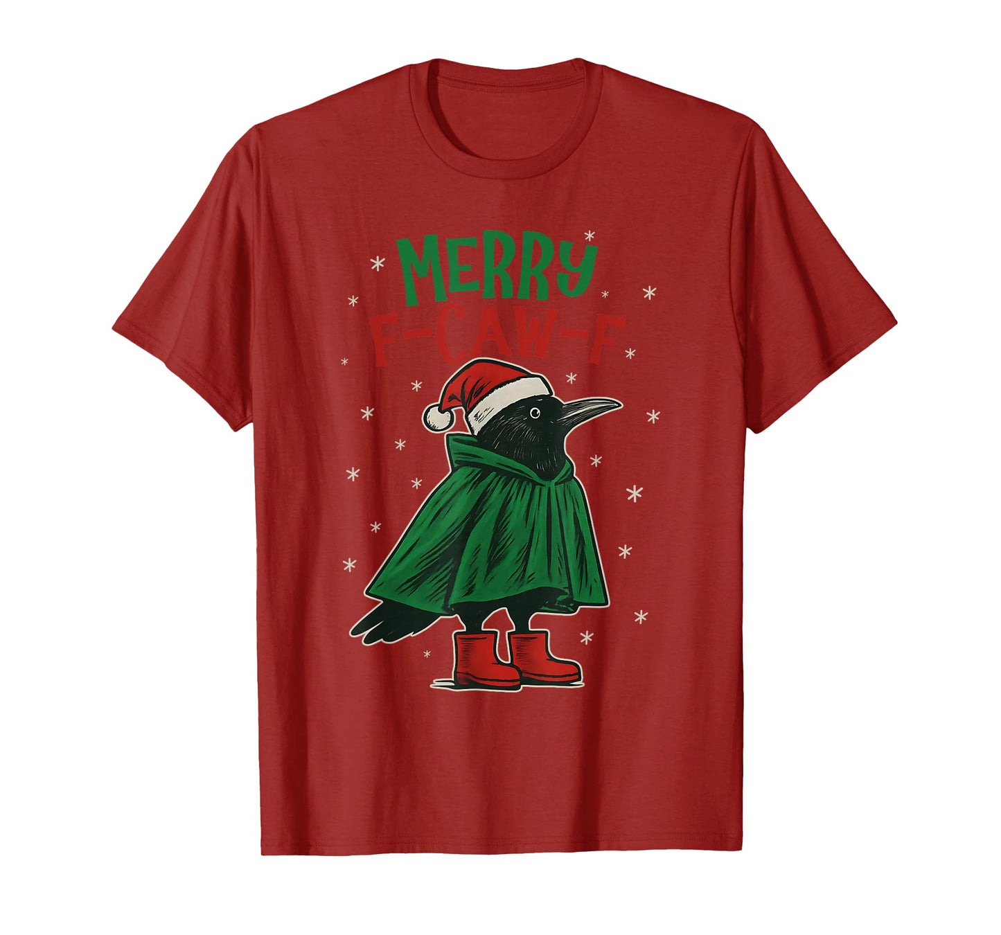 F-Caw-F Black Crow Christmas Pun Funny Bird Cawing Grunge T-Shirt