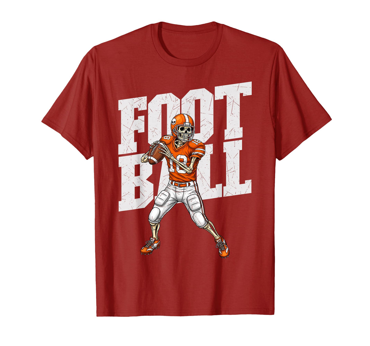 Skeleton Football Quarterback Player Spooky Season Sports T-Shirt