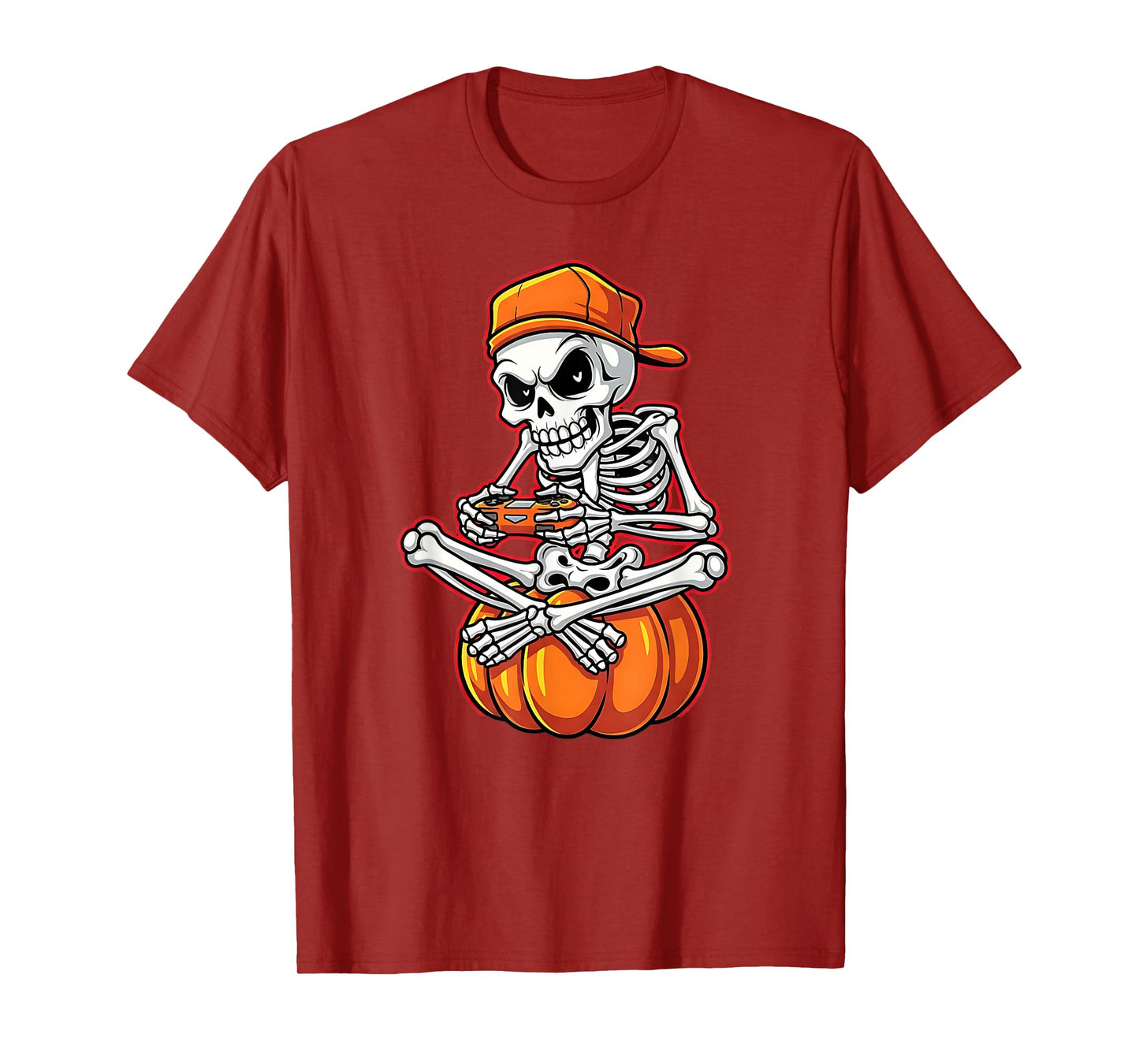 Halloween Skeleton Gamer Video Gaming Funny Skeleton T-Shirt