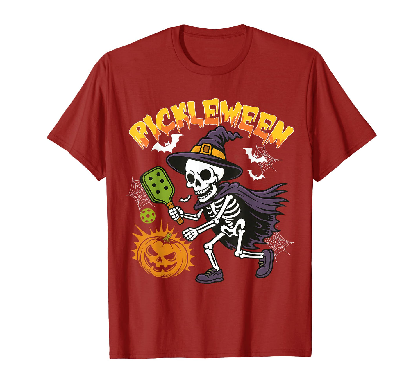 Pickleween Halloween Sekeleton Pickleball Players Men Women T-Shirt