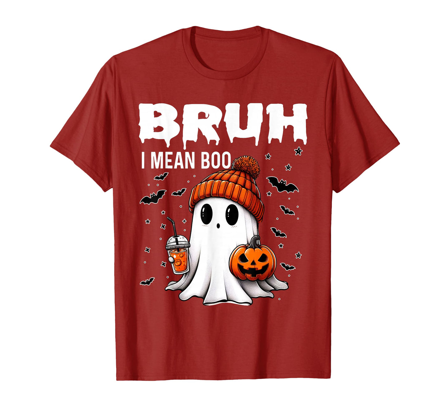 Halloween Bruh Ghost Boo Skull Pumpkin Boys Kids Men Women T-Shirt