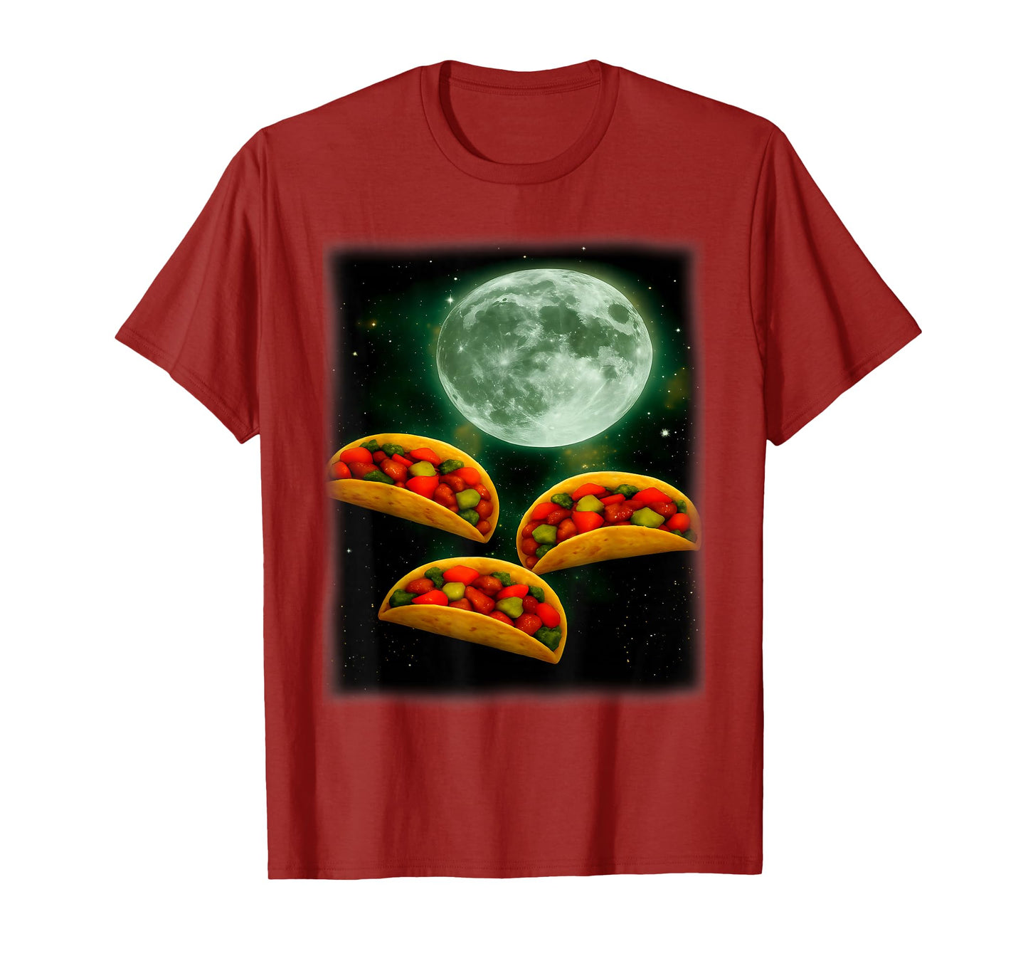 Three Taco Moon | Funny 3 Tacos Howling Meme Weird Cursed T-Shirt