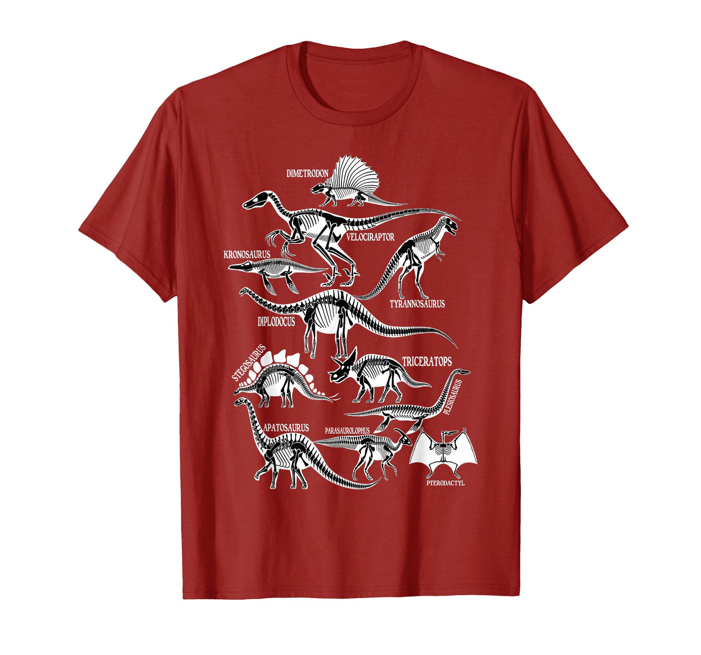 Types of Dinosaurs Skeleton Bones of Dinosaurs Paleontology T-Shirt