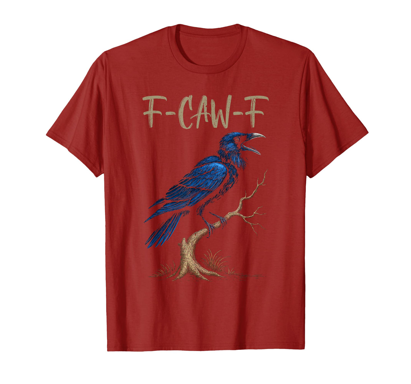 Black Crow F-Caw-F Full Moon Gothic Black Bird Adult Humor T-Shirt