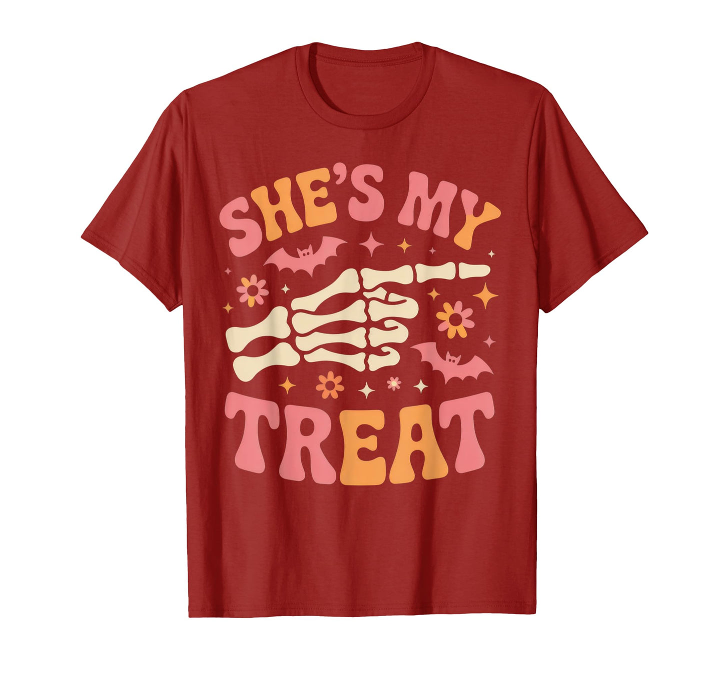 She's My Treat Cute Halloween Couple Shirt with Skeleton T-Shirt