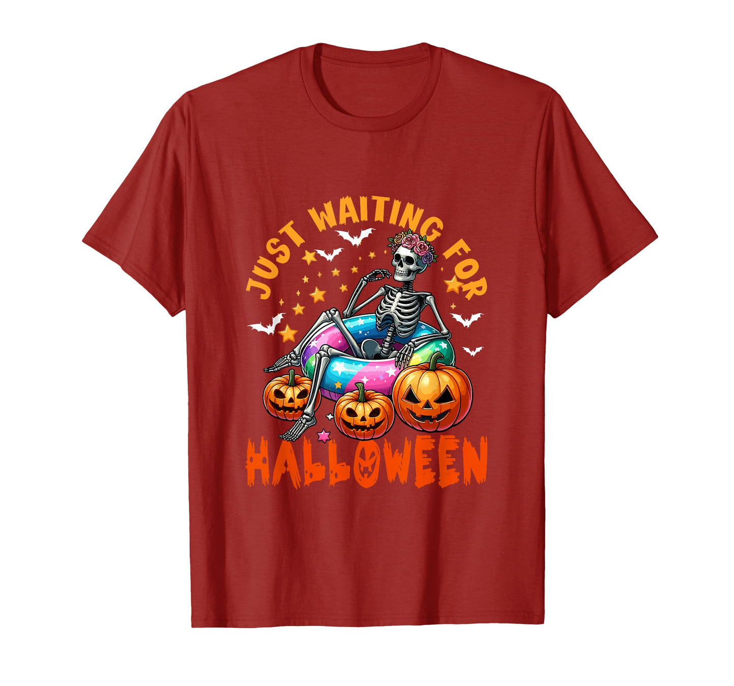 Waiting for Halloween Skeleton Colorful Costume Parties T-Shirt