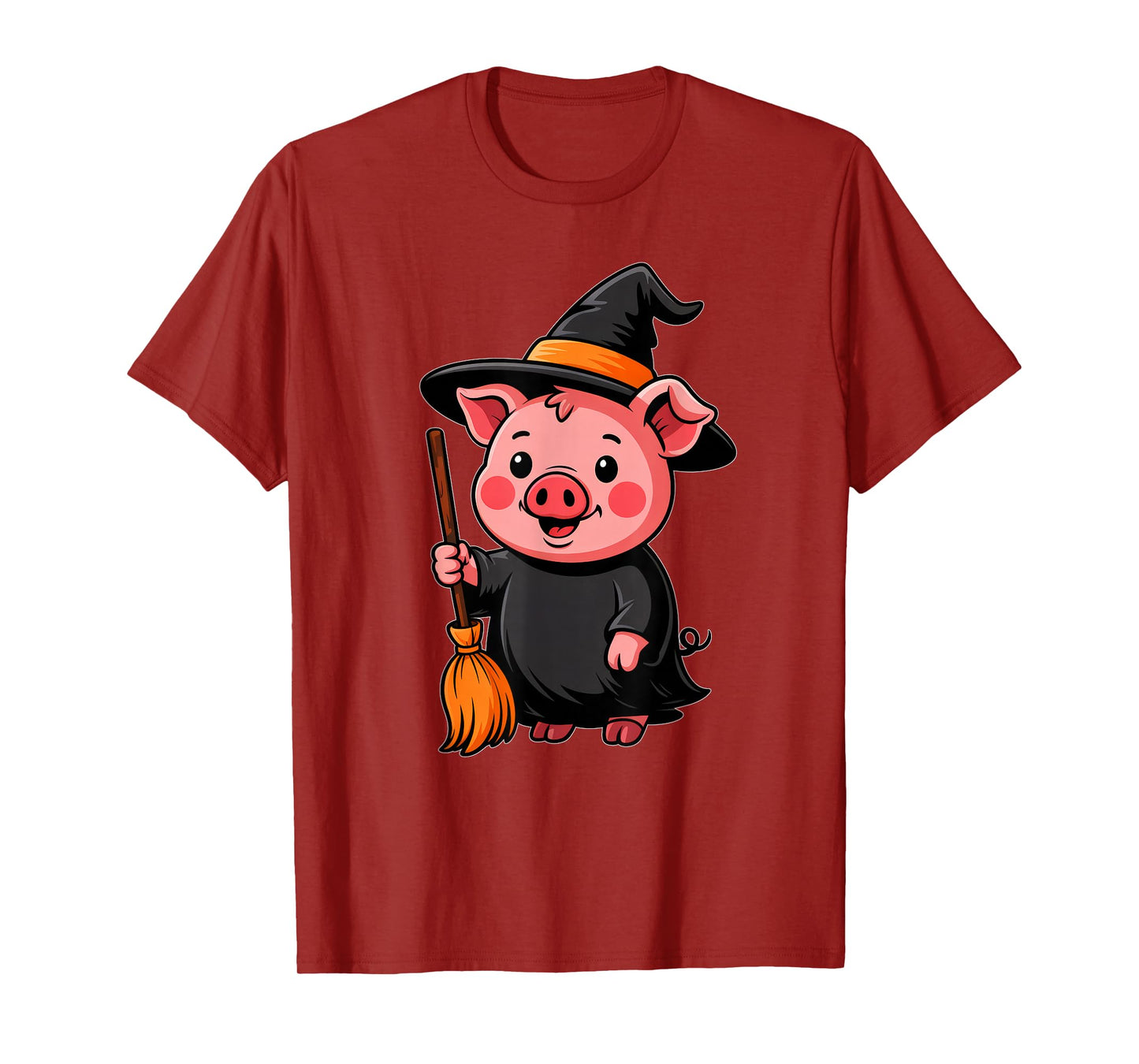 Cute Halloween Pig Witch Hat Women Girls Farmer Pig Lover T-Shirt