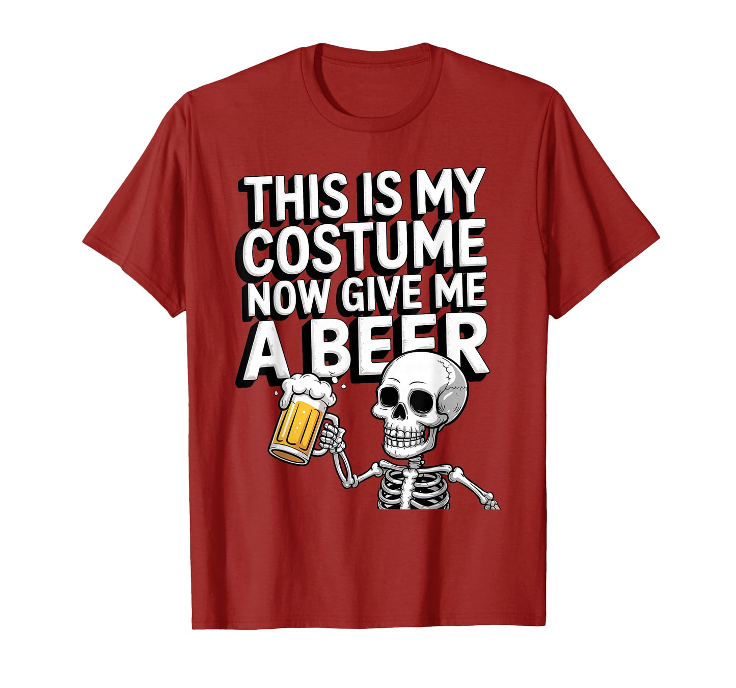 Funny Halloween Costume Beer Lovers Skeleton Drinking Beer T-Shirt