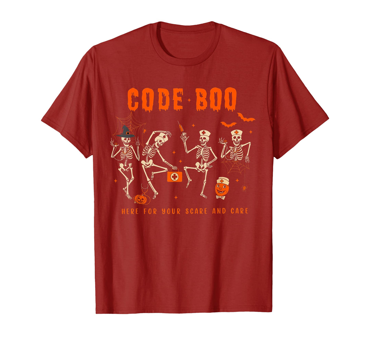 Code Boo Here for Your Scare and Care Nurse Halloween T-Shirt